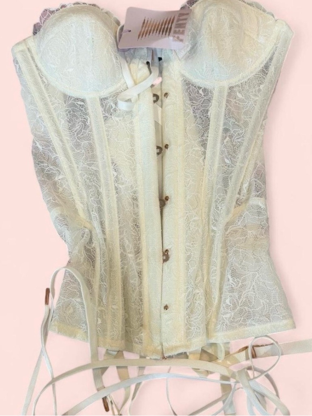 Savage X Fenty White Lace Strapless Corset Bustier - Picture 2 of 3